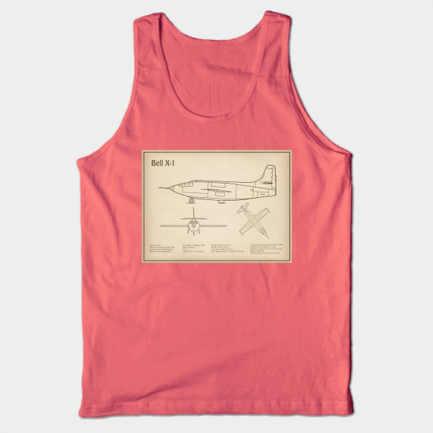 Bell X-1 - Airplane Blueprint - SD Tank Top by SPJE Illustration Photography